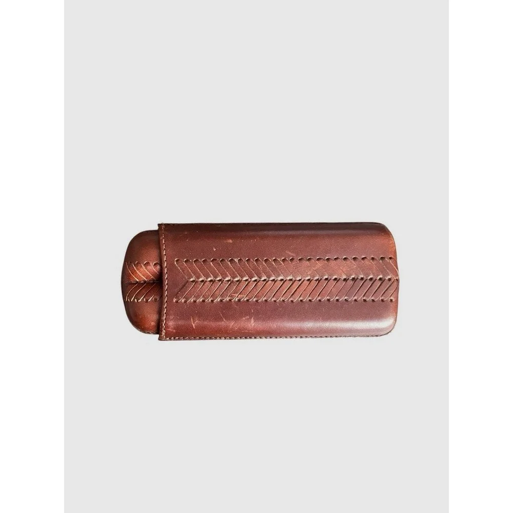 Brighton Genuine Leather Braided Pattern Double Cigar Travel Case